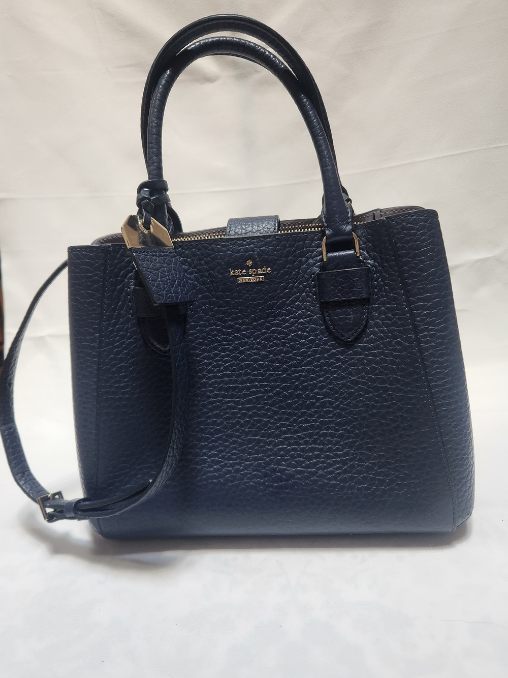 kate spade Navy Pebbled Leather Satchel